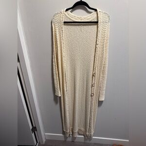 Cream Knit Long Cardigan